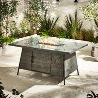 FurnitureboxUK Marbella Rattan 6 Seat Garden Dining Table + Firepit in Grey