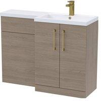 Balterley Right-Hand Vanity & WC Unit Combination, Brushed Brass, 1100mm in Brown