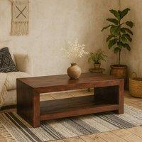 Wyld Haus Phuket Large Dark Mango Wood Coffee Table with Lower Shelf in Brown