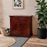 Wyld Haus Oxford Mahogany Mango Wood Storage Cabinet 2 Drawers 2 Doors in Brown