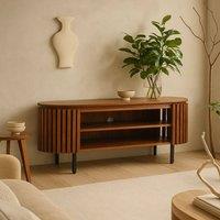 Wyld Haus Birmingham Slatted Mango Wood TV Cabinet in Brown