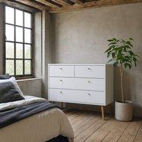 Wyld Haus Quietbloom 4 Drawer White Wooden Chest Oak Legs & Handles