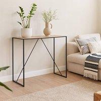 Wyld Haus El Paso Bar Table Wild Oak Veneer Top Matte Black Steel Sledge Base in Natural