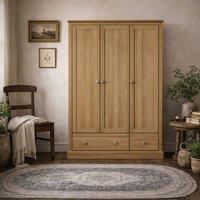 Wyld Haus Ardee Natural Oak 3 Door Wardrobe with 2 Drawers
