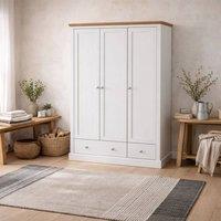 Wyld Haus Ardee 3 Doors Wardrobe with 3 Drawers White & Natural Oak