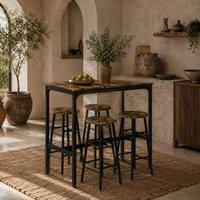 Wyld Haus Tonayo 5 Piece Rustic Brown Industrial Bar Table & Stool Set