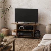 Wyld Haus Rinael 80cm Rustic Brown Mobile TV Unit with Shelves