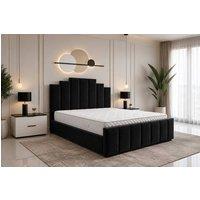 SOFT SNOOZE BEDS Art Deco Ottoman Divan Storage Bed in Plush Velvet in Black | Size: Single
