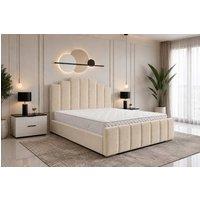 SOFT SNOOZE BEDS Art Deco Ottoman Divan Storage Bed in Plush Velvet in Cream | Size: Small Double