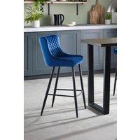 Julian Bowen Luxe Diamond Quilted Upholstered Bar Stool in Blue
