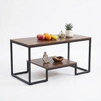 Alivio 2-Tier Modern Rectangular Coffee Table, Industrial Style Centre Table in Brown