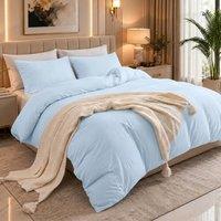 Pamposh 2 Pack Pre Washed Microfibre Duvet Cover Set Reversible Bedding Sets in Baby Blue | Size: Super King