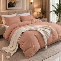 Pamposh 2 Pack Pre Washed Microfibre Duvet Cover Set Reversible Bedding Sets in Dusty Pink | Size: King