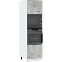 Berkfield Home Microwave Cabinet Lyon Concrete Grey 60x57x207 cm Engineered Wood | Size: 60 x 57 x 207 cm