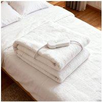 KDMD Heated Underblanket Single Electric Throw 3 Heat Levels in White