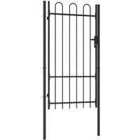 Berkfield Home Fence Gate Single Door with Arched Top Steel 1x1.75 m Black
