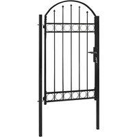 Berkfield Home Fence Gate with Arched Top Steel 100x175 cm Black
