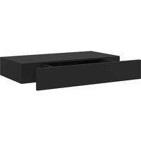 Berkfield Home Floating Wall Shelf with Drawer Black 48x25x8 cm | Size: 48 x 25 x 8 cm