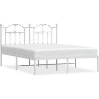 Berkfield Home Metal Bed Frame with Headboard White 150x200 cm King Size