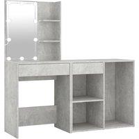 Berkfield Home LED Dressing Table with Cabinet Concrete Grey Engineered Wood