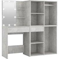 Berkfield Home LED Dressing Table with 2 Cabinets Concrete Grey Engineered Wood