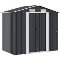 Berkfield Home Garden Storage Shed Anthracite Steel 204x132x186 cm in Charcoal | Size: 204 x 132 x 186 cm