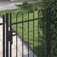 Berkfield Home Durable Fence Gate Single Door with Arched Top Steel 1x1.2 m Black
