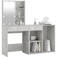 Berkfield Home LED Dressing Table with Cabinet Concrete Grey Engineered Wood