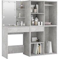 Berkfield Home LED Dressing Table with 2 Cabinets Concrete Grey Engineered Wood