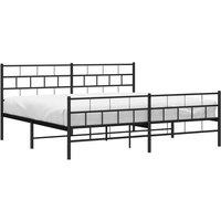 Berkfield Home Metal Bed Frame with Headboard & Footboard Black 183x213 cm