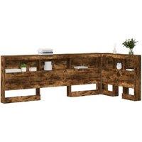 Berkfield Home Storage Headboard with Shelf Smoked oak 90 cm Engineered wood in Brown