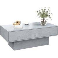 KEEPREAPER Modern Grey LED Coffee Table with 16 Lights & 2-Tier Storage