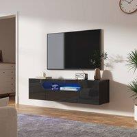 KEEPREAPER Sleek Floating TV Stand with LED Light Storage Cabinet TV Unit Up to 65in TV in Black