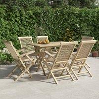 Berkfield Home 7 Piece Garden Dining Set Grey Solid Wood Teak