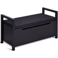 Gymax Shoe Changing Bench Toy Box With Flip-up Padded Seat Entry Bench in Black