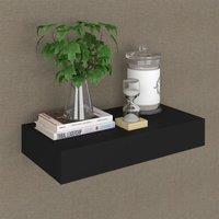 Berkfield Home Floating Wall Shelf with Drawer Black 48x25x8 cm | Size: 48 x 25 x 8 cm