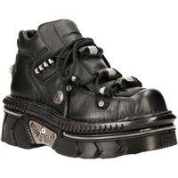 New Rock Unisex Metallic Leather Gothic Techno Boots- M-215-S6 in Black | Size: 5