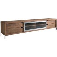 Angel Cerda Walnut Veneer TV Stand with Chromed Stainless Steel in Brown