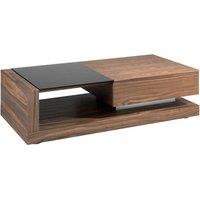 Angel Cerda Rectangular Coffee Table, Walnut Veneer & Black in Brown