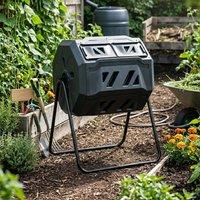 SPETLEK ROTATING COMPOST BIN DUAL CHAMBER GARDEN in Black | Size: 0.6m2