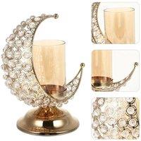 SPETLEK 1pc Ramadan Candlestick Moon Shaped Candle Holder in Gold | Size: 0.6m2