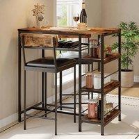 Nordara 3PCS Dining Table w/ 2 Bar Stools & Wine Rack in Brown