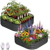 Havendro 2 Galvanized Raised Bed 3x3x1FT w/ Gloves in Dark Grey