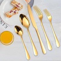 SPETLEK 30Pcs Cutlery Dinner Set Stainless Steel Metal Gold | Size: 0.6m2