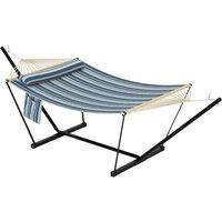 Havendro Double Hammock with Adjustable Stand Portable in Blue