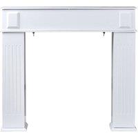 FORGEVIO Classic Wooden Fireplace Mantel Storage Unit With Shelves in White