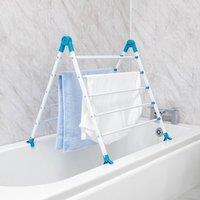 FORGEVIO Extendable Over Bath Clothes Airer, Perfect for Small Homes Aqua in Blue