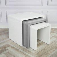 FORGEVIO Nest of Tables Set of 3 Gloss Coffee Side Furniture White Grey