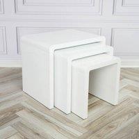 FORGEVIO Nest of Tables Set of 3 Gloss Coffee Side Furniture White