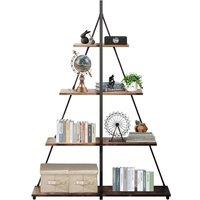 FORGEVIO 4-Tier Ladder Bookshelf a-Shaped Sailboat Bookcase Shelf Storage in Brown